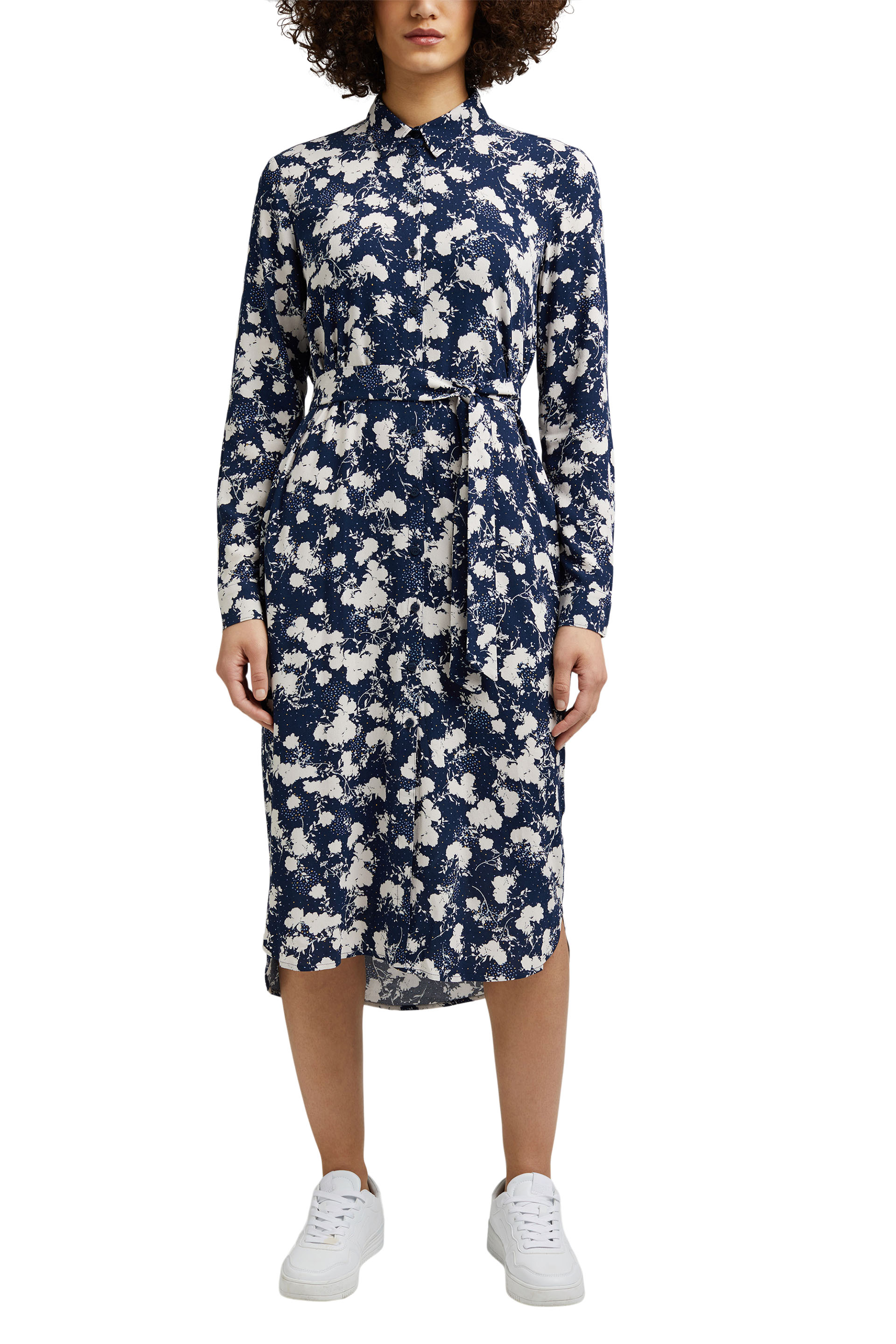 Hemdblusenkleid mit mordernem Blumen-Print