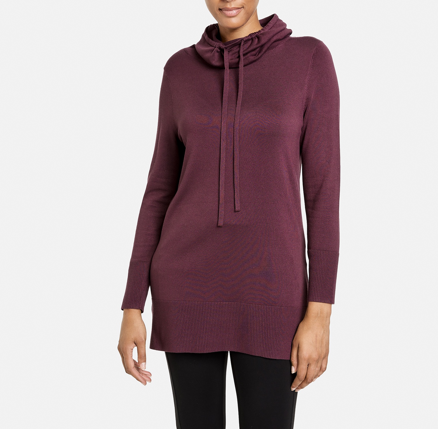 Longpullover mit halsfernem Kragen