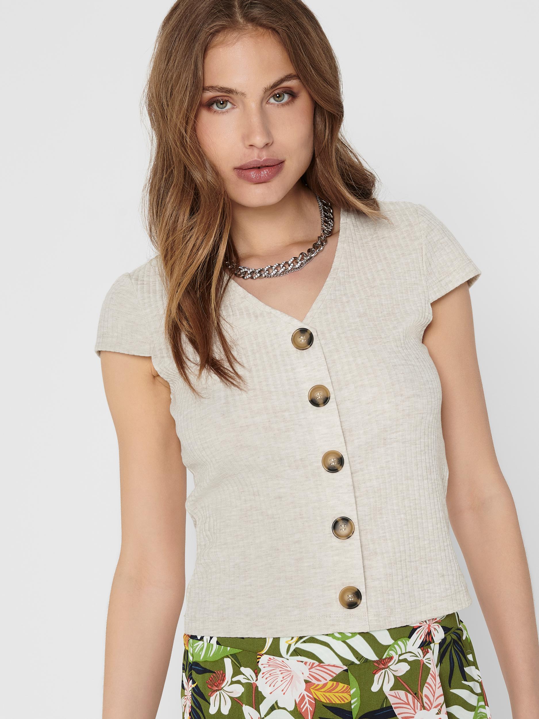 ONLNELLA S/S BUTTON TOP NOOS JRS
