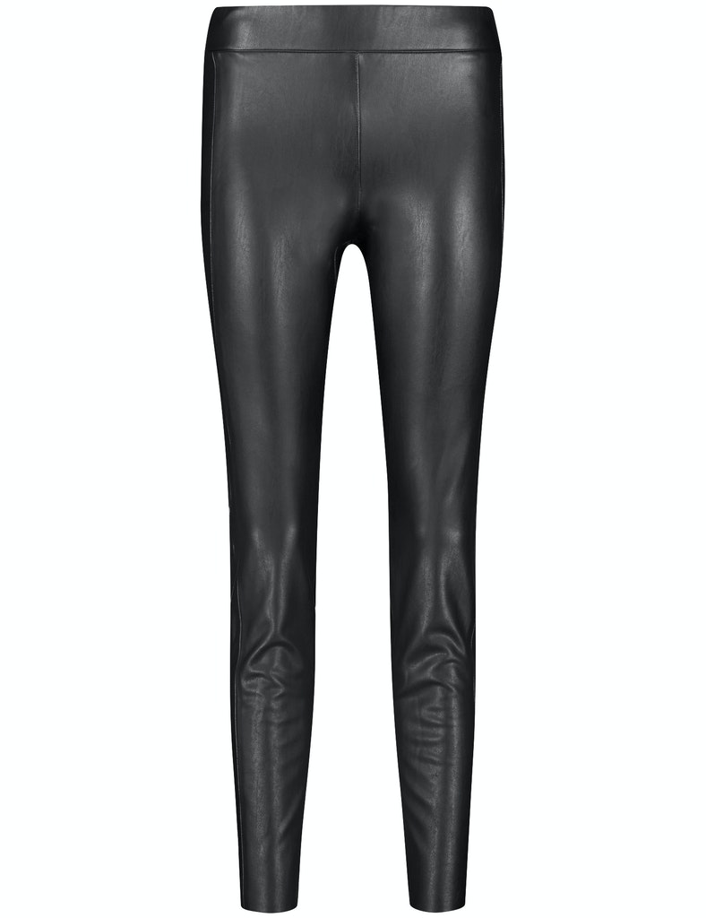 Hose in Lederoptik Slim Fit