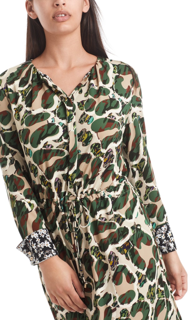 Midi-Kleid mit Camouflage-Print