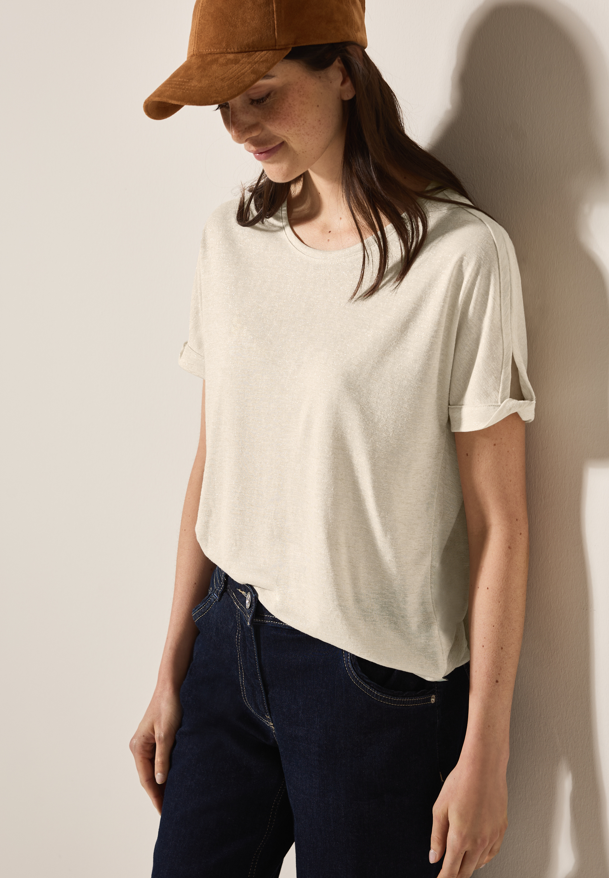 Leinen-Look Glitzer-Shirt