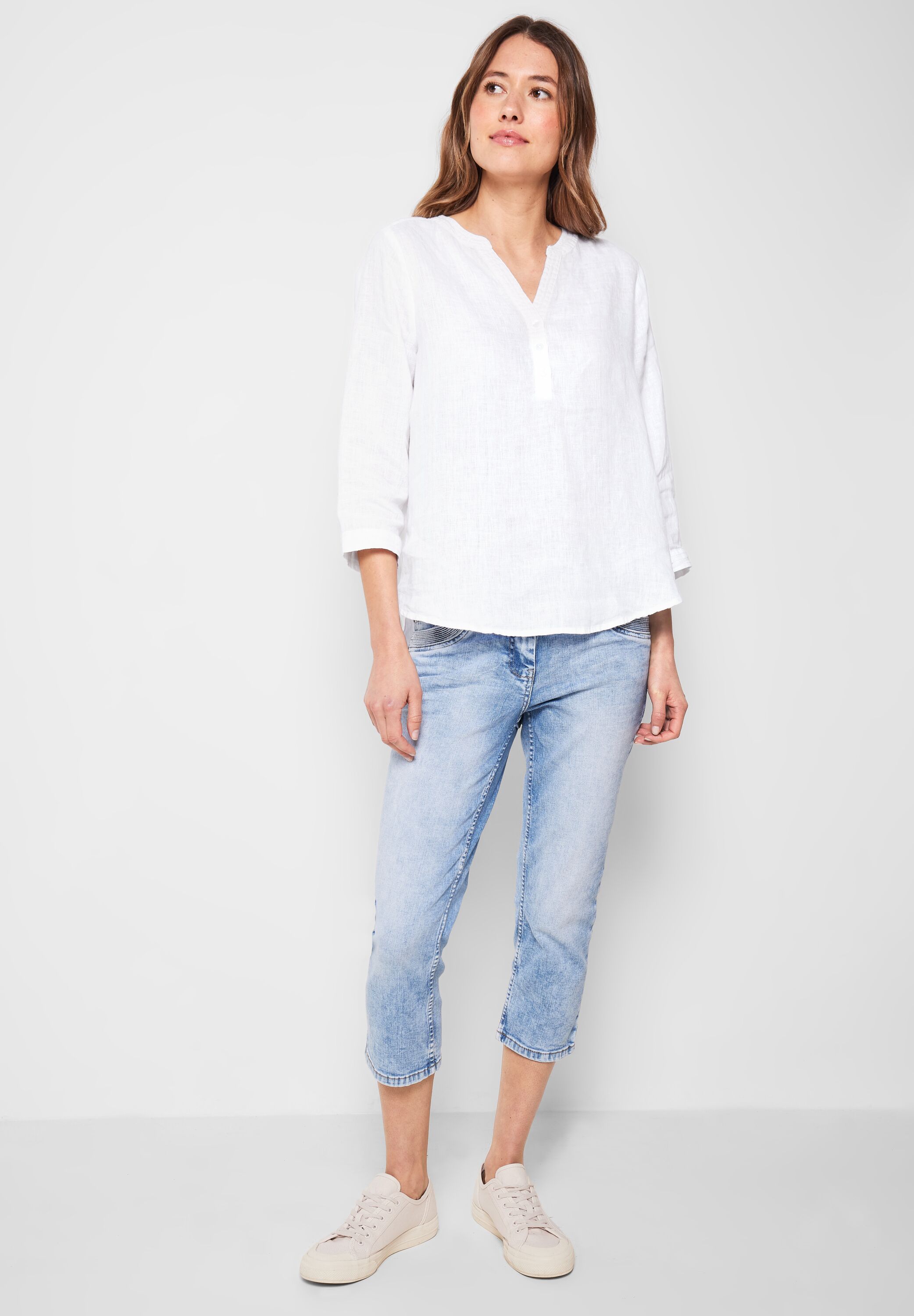 Leinenbluse in Unifarbe