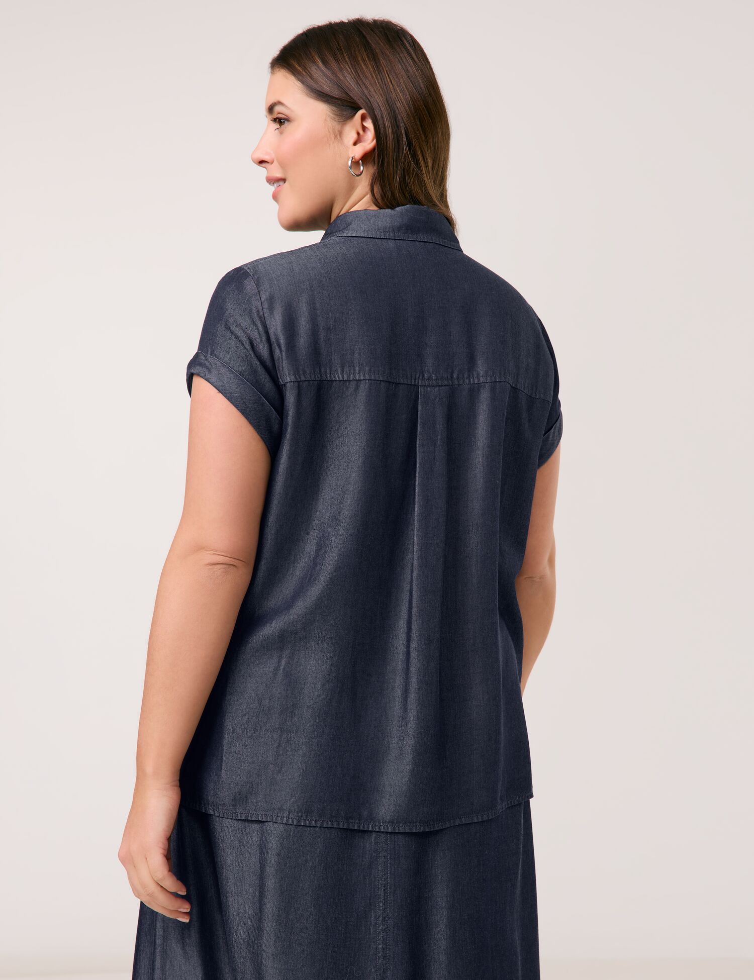 Kurzarmbluse im Jeans-Look