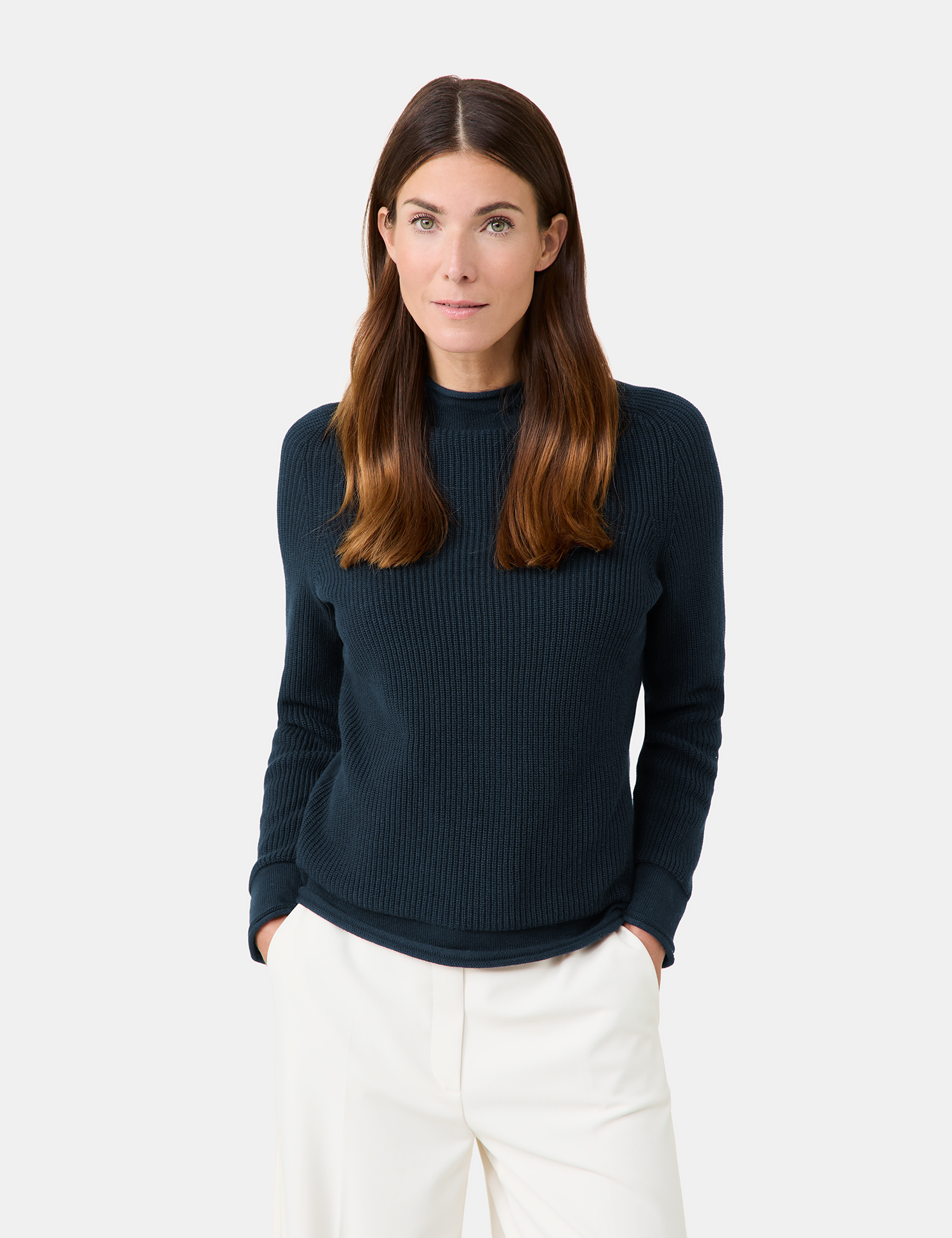 Gerippter Pullover mit Dekozipper in der Seitennaht