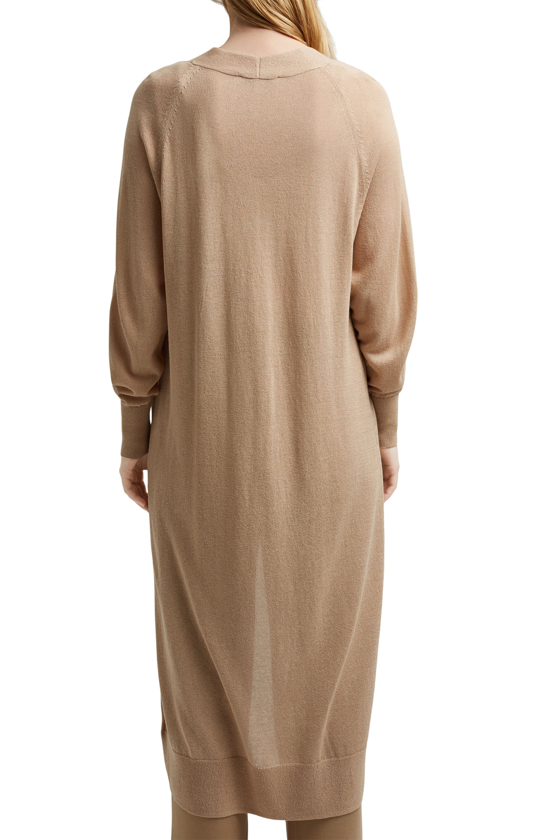 Mit Leinen: Offener Long-Cardigan