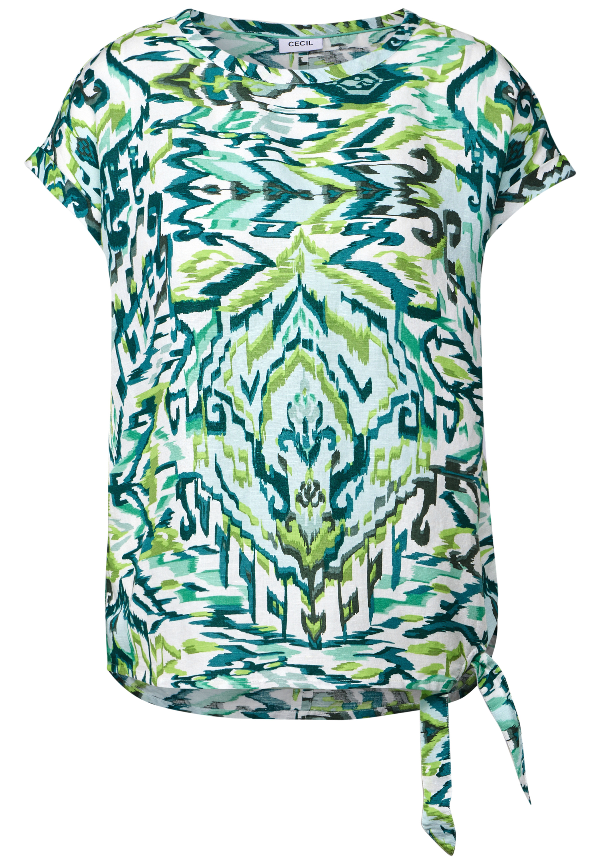 Gemusterte Leinenmix Bluse