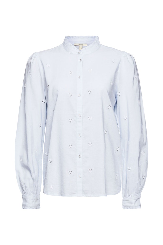 Bluse mit Lochstickmuster, LENZING™ ECOVERO™