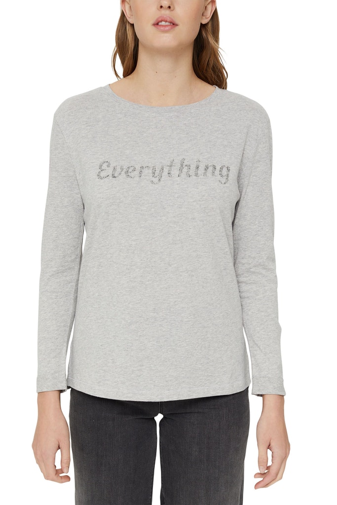 Longsleeve mit Wording aus Glasperlen
