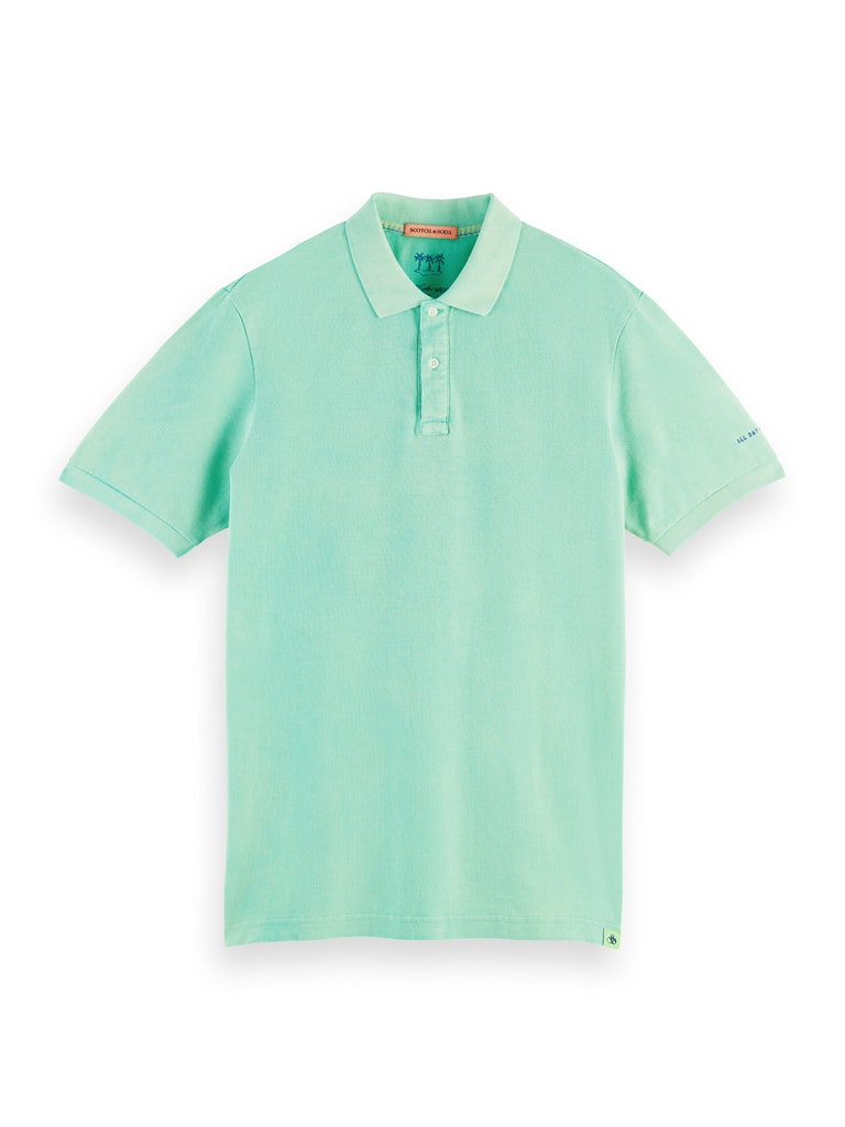 Garment-dyed washed pique polo in O