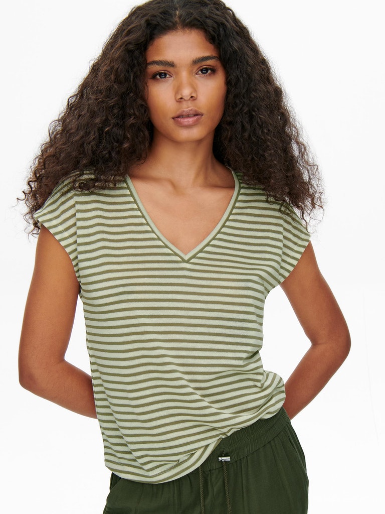 ONLCANNES S/S V-NECK GLITTER FR JRS