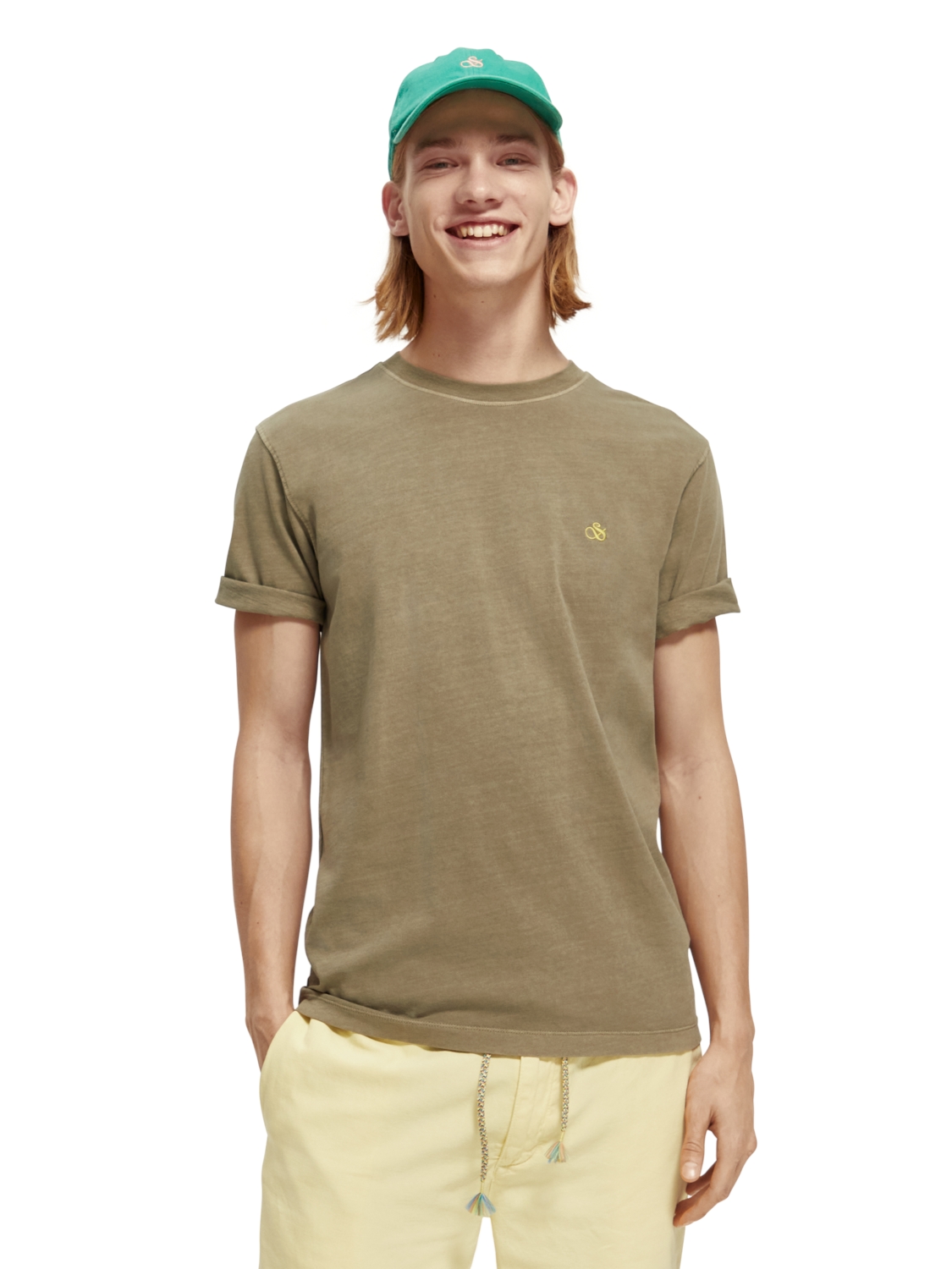 Garment dye logo embroidery tee