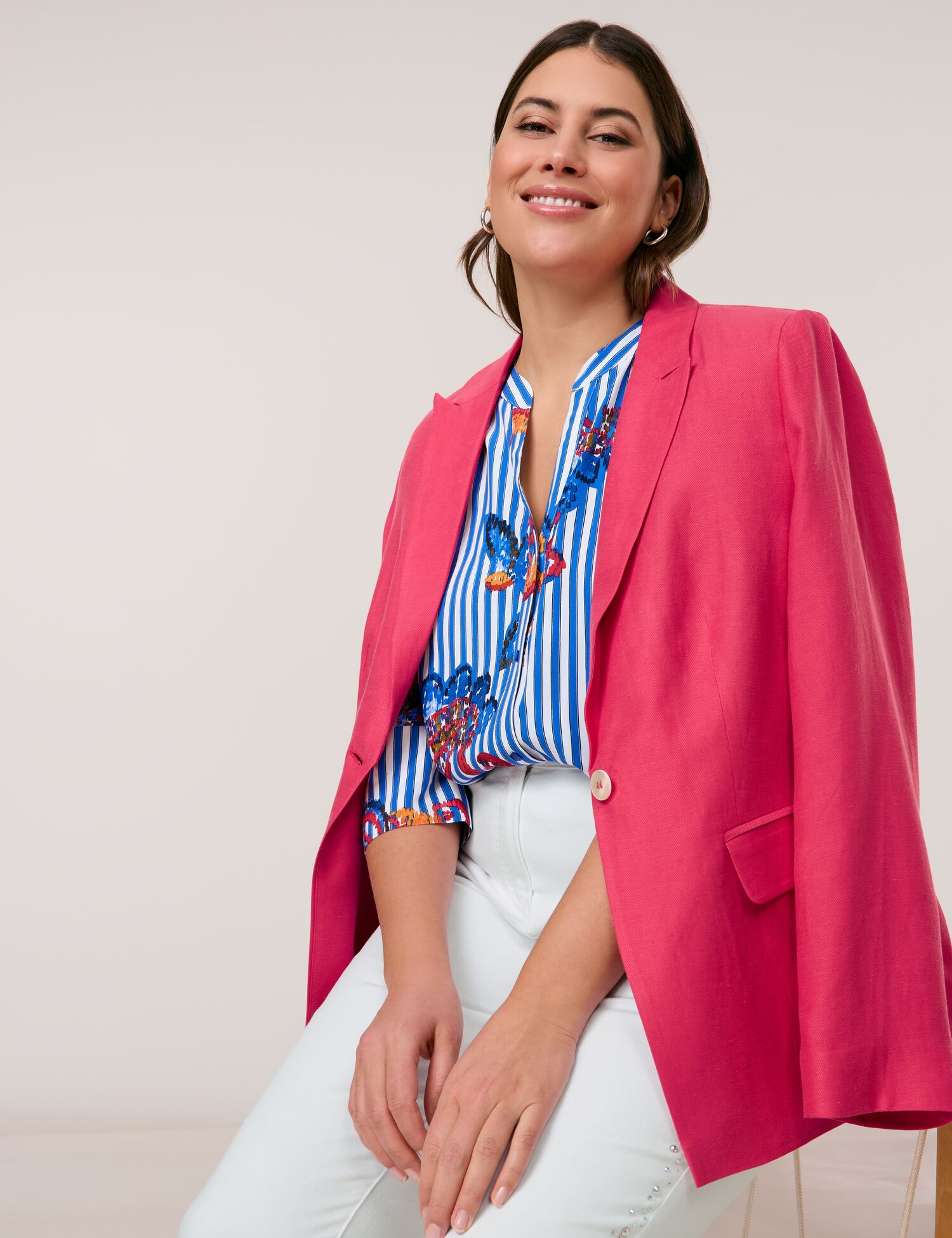 Blazer aus Viskose-Leinen-Mix