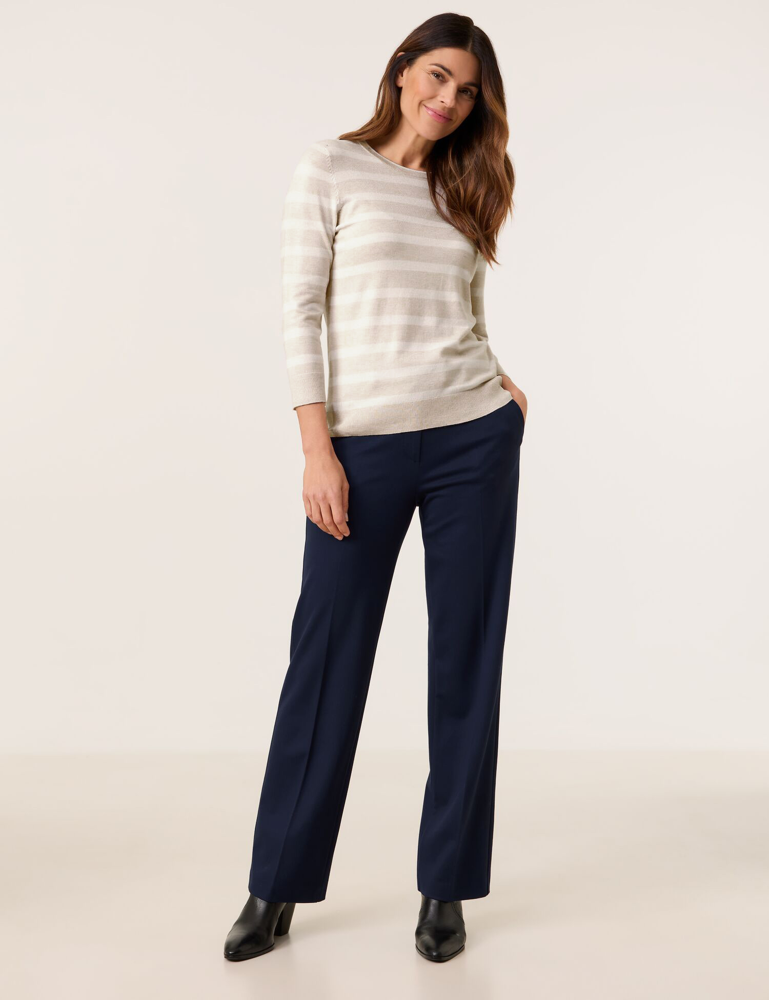 Geringelter 3/4 Arm Pullover