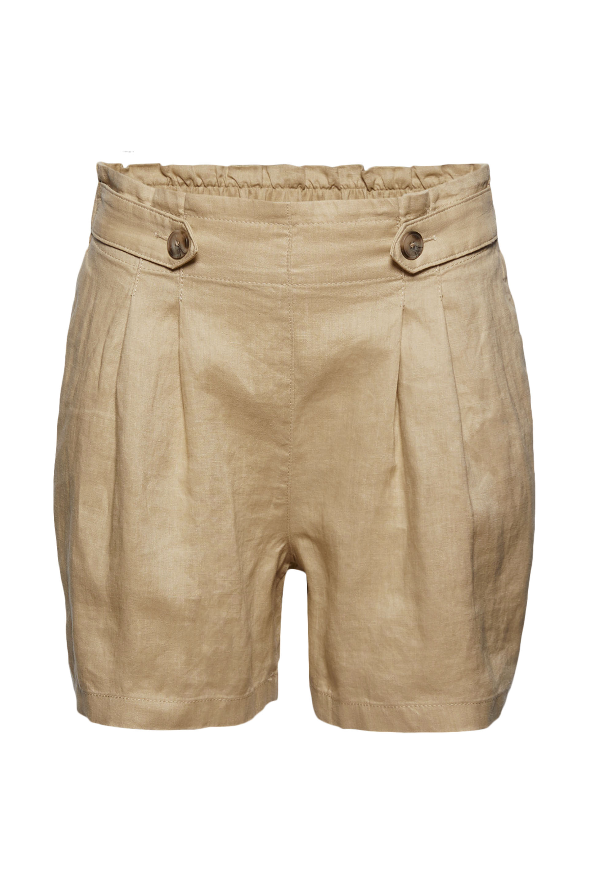 Aus 100% Leinen: Shorts mit Paperbag-Bund