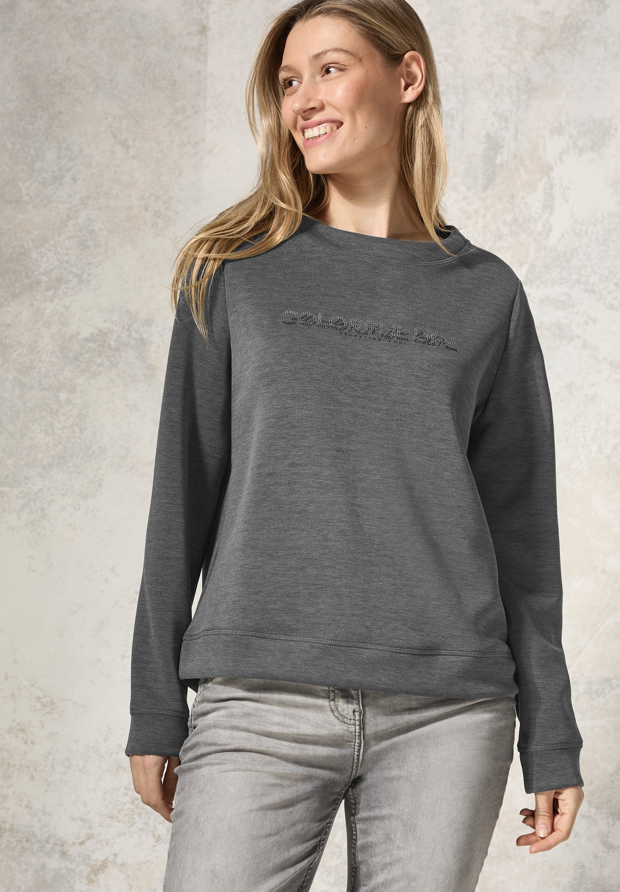 Silk-Look Sweater mit Print
