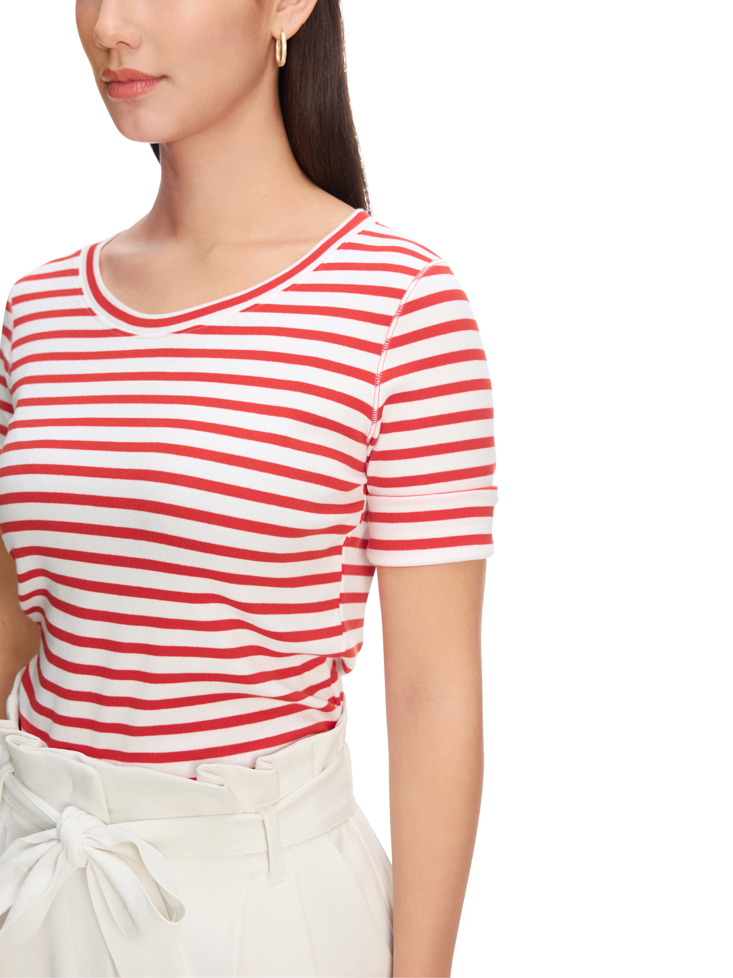 Ringel-T-Shirt aus Baumwoll-Ripp