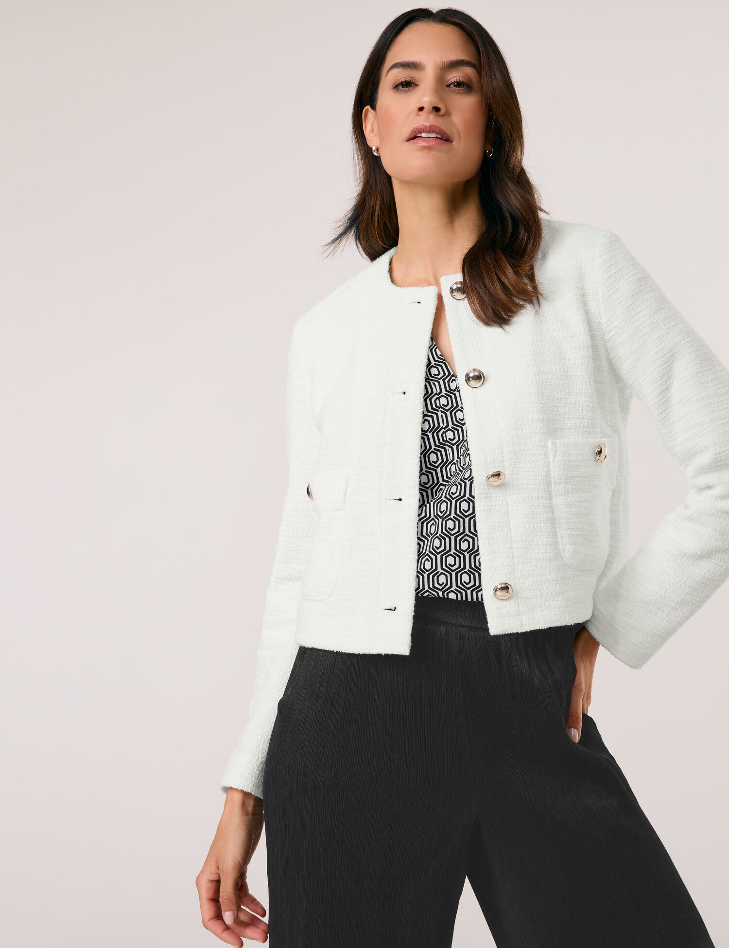 Elegante Blazerjacke mit Bouclé-Optik