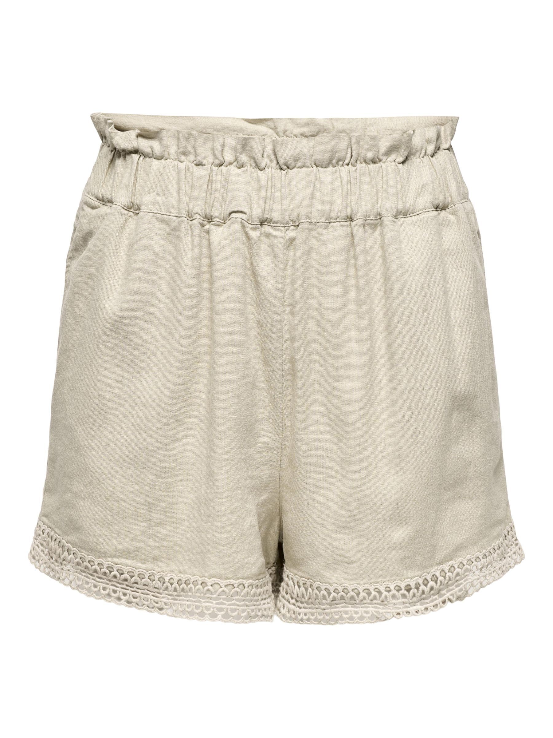 ONLCARO MW PB LINEN BL LACE SHORTS PNT