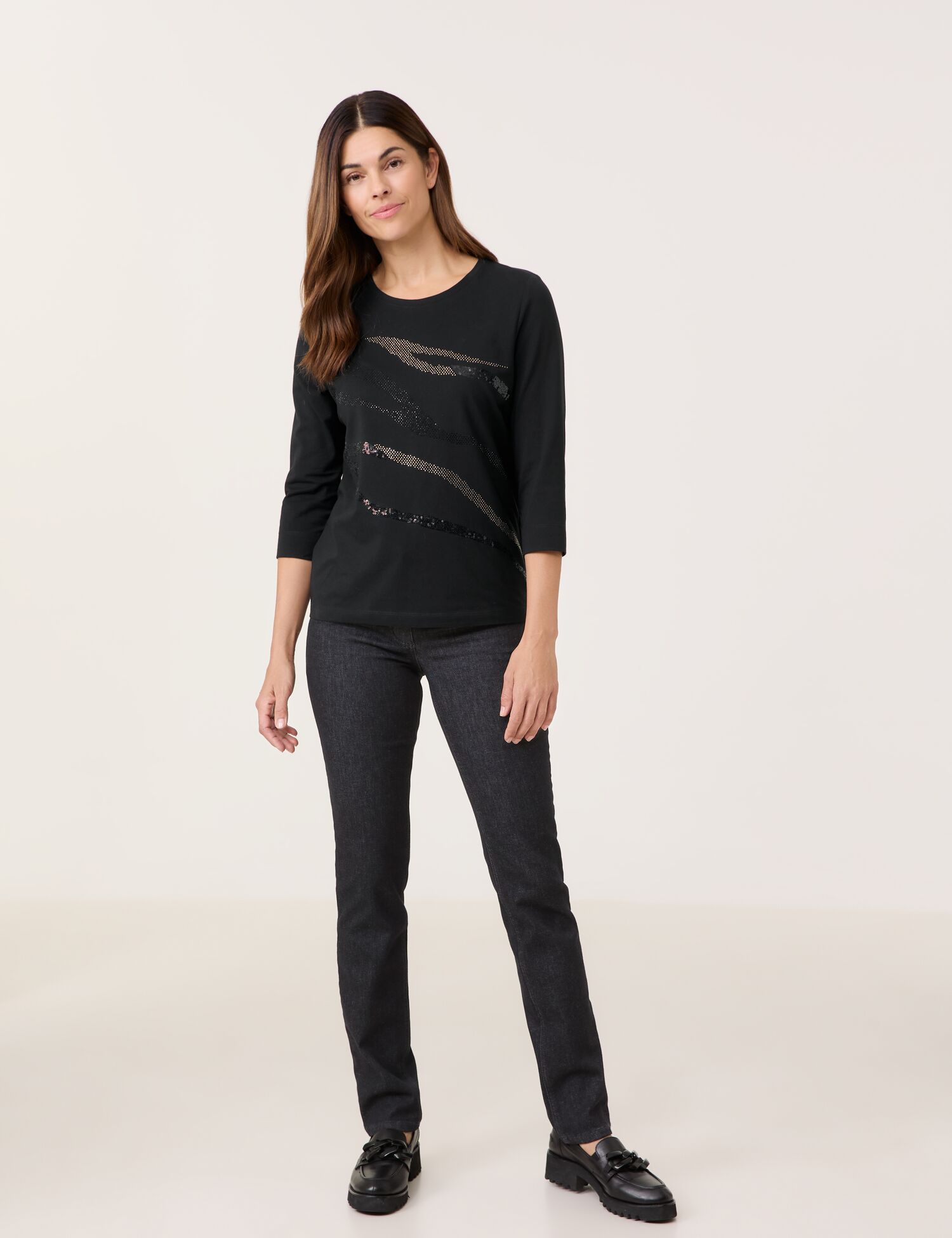 3/4 Arm Shirt mit dekorativer Front